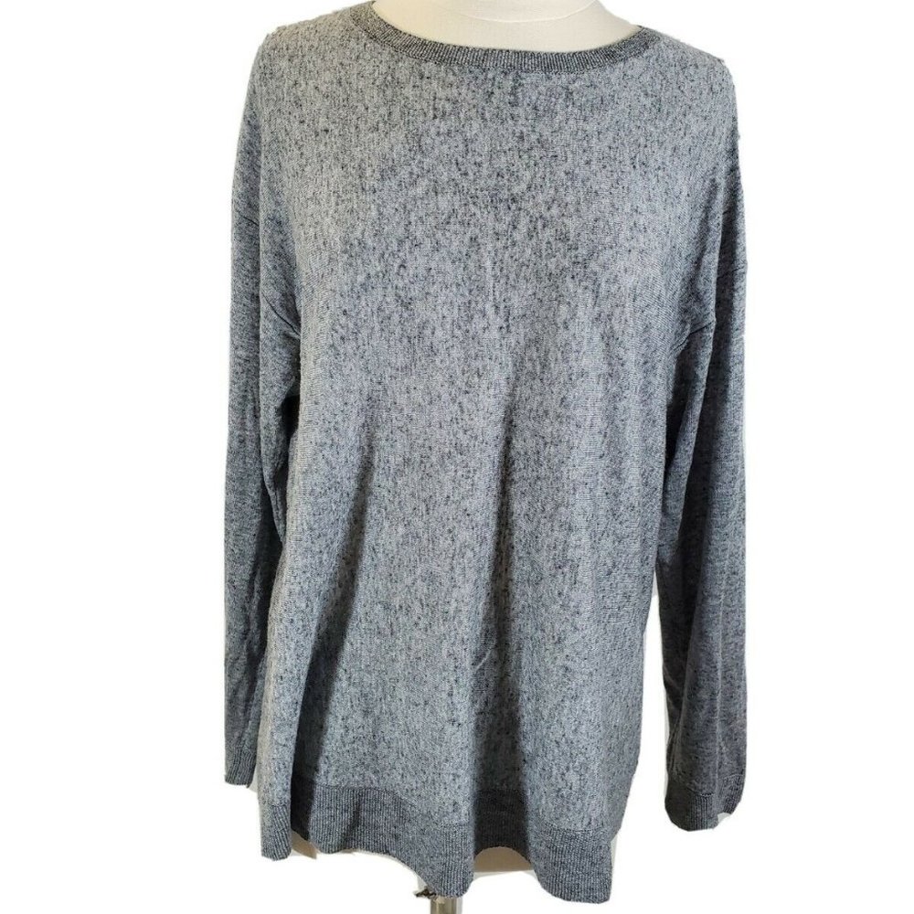 Spanner Women's Knit Top Size L Long Sleeve Heather Gray Viscose Linen Blend